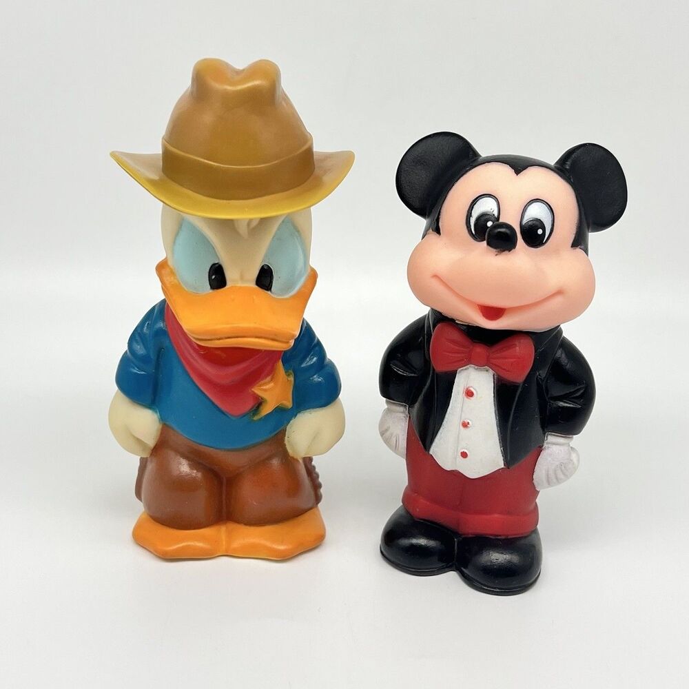 Vintage 80s Tootsie Toy Bubble Bottles Mickey Mouse & Donald Duck Walt Disney